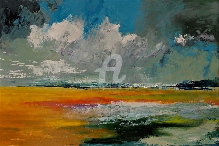 Peinture intitulée ""Ciel variable" 93x…" par Eliane Boivin, Œuvre d'art originale, Huile