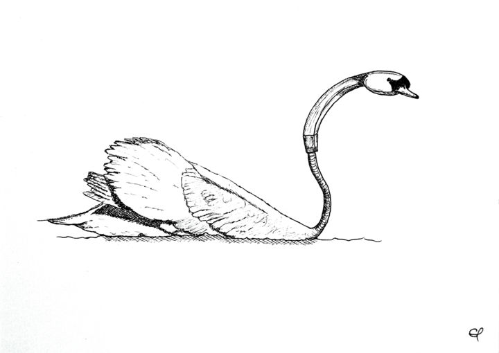Dessin intitulée "Signe d'eau" par Eloïse Pariot, Œuvre d'art originale, Encre