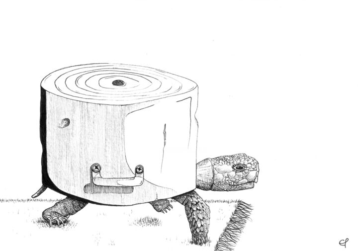 Zeichnungen mit dem Titel "Vieille casserole" von Eloïse Pariot, Original-Kunstwerk, Tinte