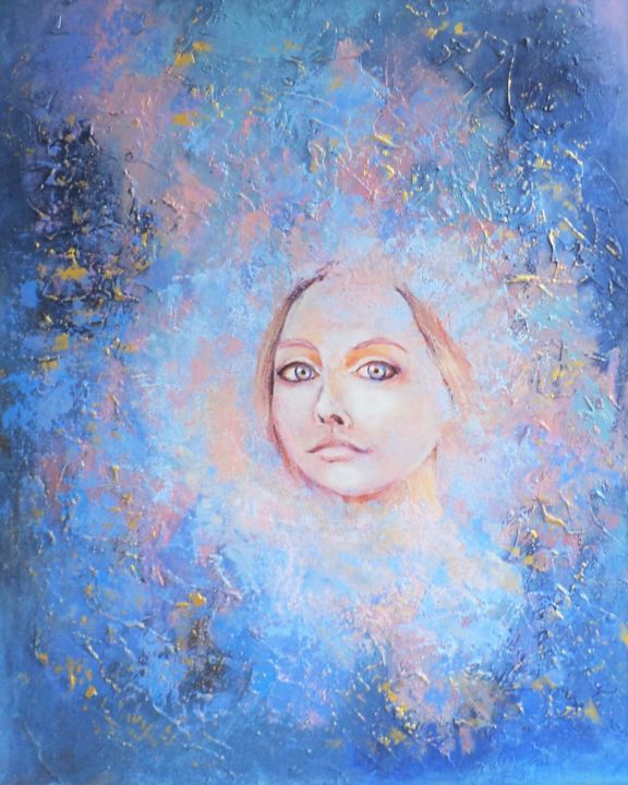 Painting titled "through the stars" by Elena Potapova, Original Artwork, Acrylic