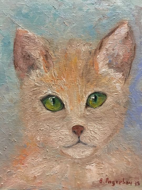 Painting titled "street cat" by Elizaveta Radkevich, Original Artwork, Oil