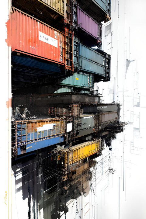 Digitale Kunst mit dem Titel "container 1" von E.Rao, Original-Kunstwerk, KI-generiertes Bild