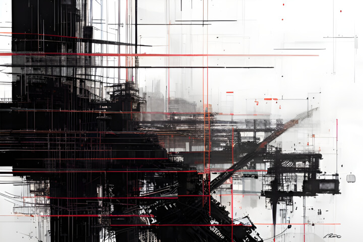 "red lines" başlıklı Dijital Sanat E.Rao tarafından, Orijinal sanat, AI tarafından oluşturulan görüntü