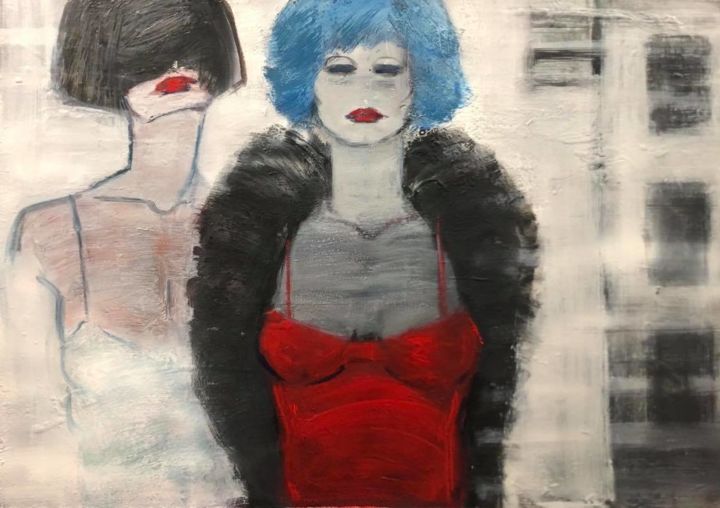 Картина под названием "Girls From Pigalle" - Teona Paichadze, Подлинное произведение искусства, Акрил