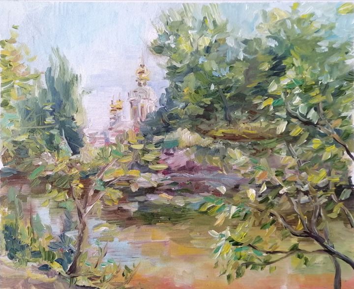 Painting titled "Вид на храм" by Elizaveta Checha, Original Artwork, Oil