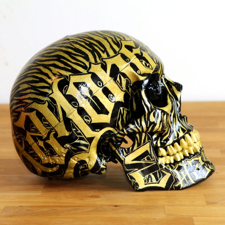 Sculpture titled "Skull Art X Eazy One" by Eazy One, Original Artwork, Spray paint