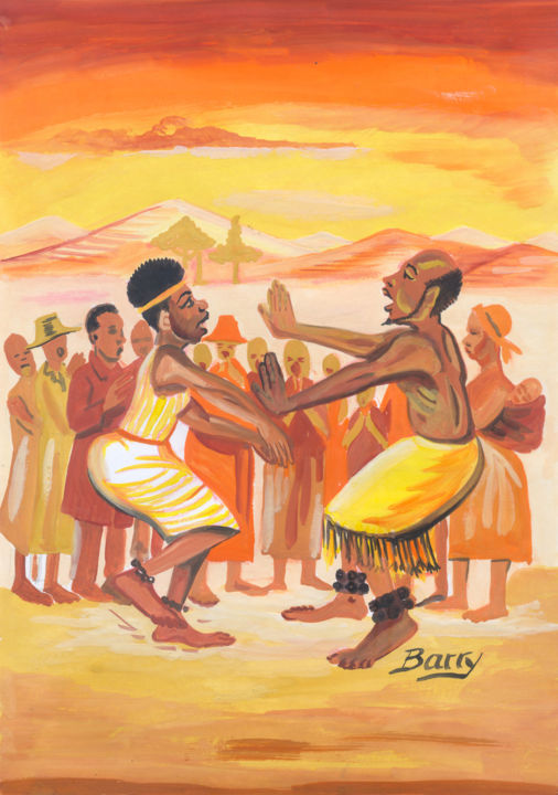 Peinture intitulée "Imbyino Dance 01 Rw…" par Emmanuel Baliyanga, Œuvre d'art originale, Huile