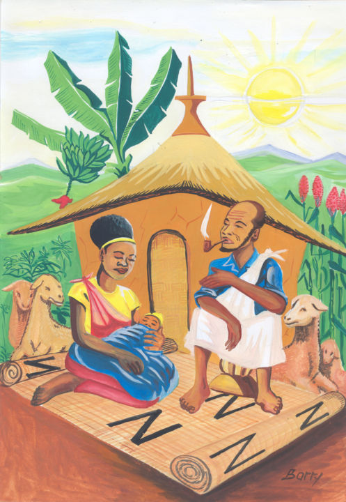 Painting titled "Celebration de la N…" by Emmanuel Baliyanga, Original Artwork, Oil