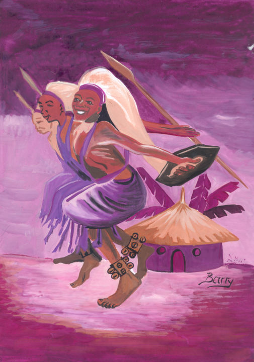 Peinture intitulée "Danse Intore au Rwa…" par Emmanuel Baliyanga, Œuvre d'art originale, Huile