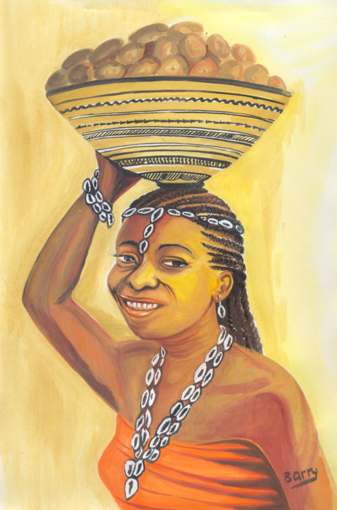 Painting titled "Femme de la campagn…" by Emmanuel Baliyanga, Original Artwork, Oil
