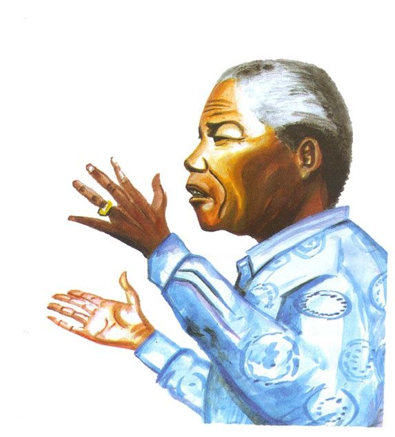 「Nelson Mandela」というタイトルの絵画 Emmanuel Baliyangaによって, オリジナルのアートワーク, オイル