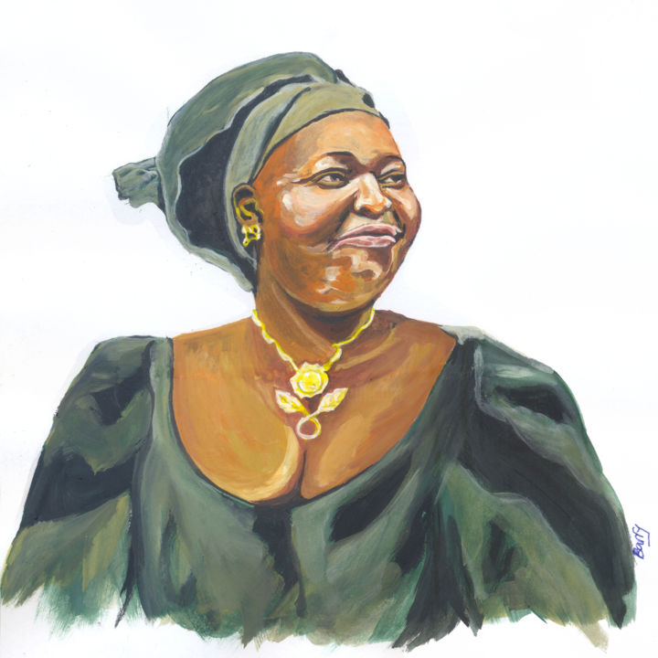 Painting titled "Leymah Gbowee" by Emmanuel Baliyanga, Original Artwork, Oil