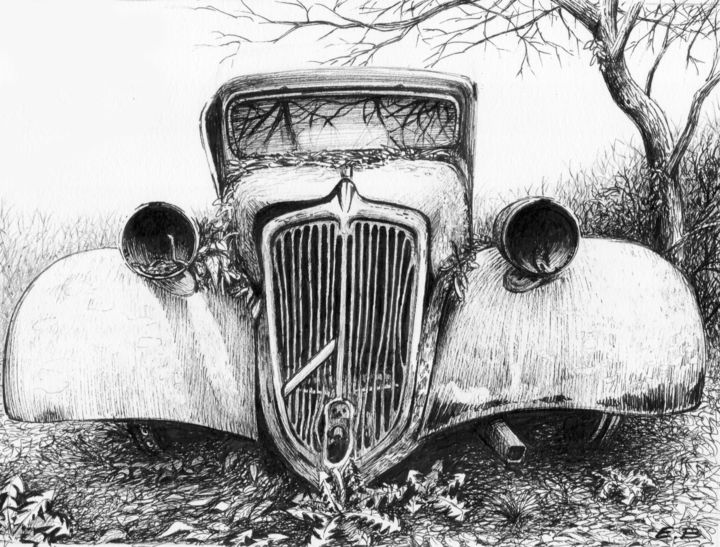 Dibujo titulada "Traction AV abandon…" por Eric Berthet, Obra de arte original, Tinta