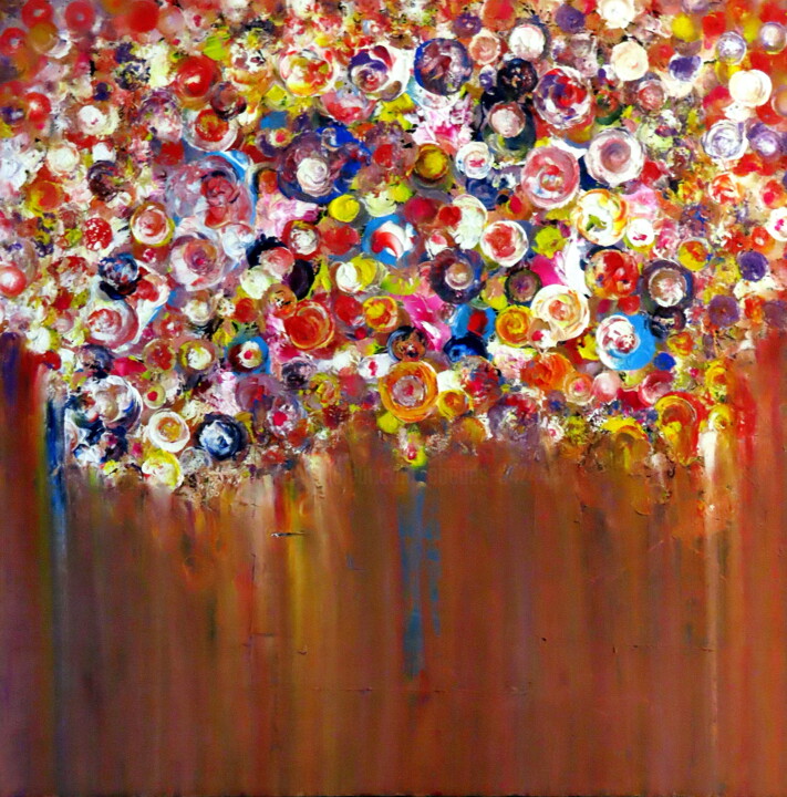 Painting titled "Lighning Bubbles" by Ebedes, Original Artwork, Acrylic Mounted on Wood Stretcher frame