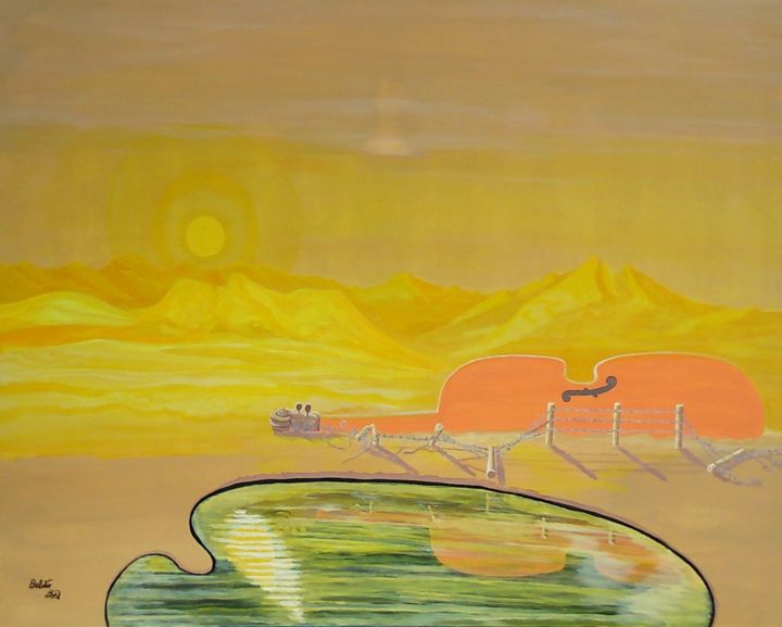 Painting titled "No country for an a…" by Belattar, Original Art, Acrylic