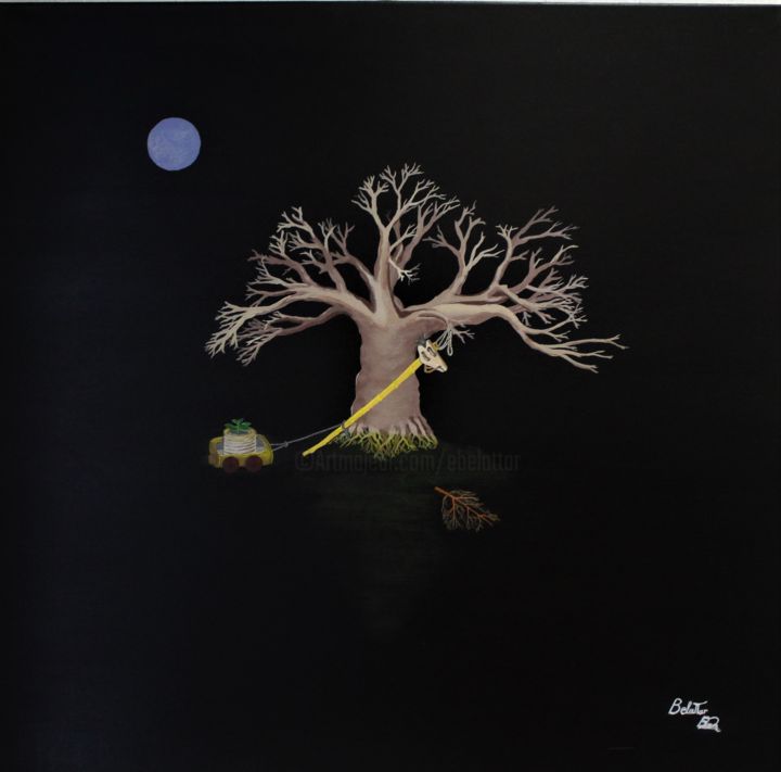 Painting titled "waiting for the sha…" by Belattar, Original Art, Acrylic