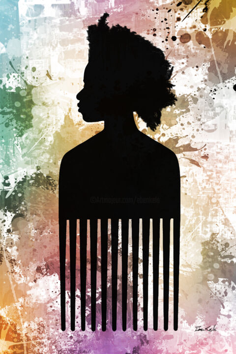 Digital Arts με τίτλο "Afro Nappy 17 - Col…" από Eben Kela, Αυθεντικά έργα τέχνης, 2D ψηφιακή εργασία