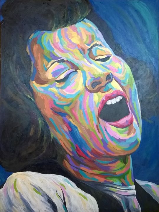 Картина под названием "STORY SINGER" - Ebenezer Nana Bruce, Подлинное произведение искусства