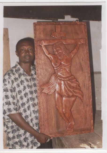 Escultura titulada "The Crucifixion Of…" por Ebenezer Nanor, Obra de arte original