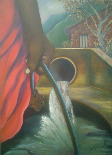 Schilderij getiteld "Poluição" door Paula, Origineel Kunstwerk