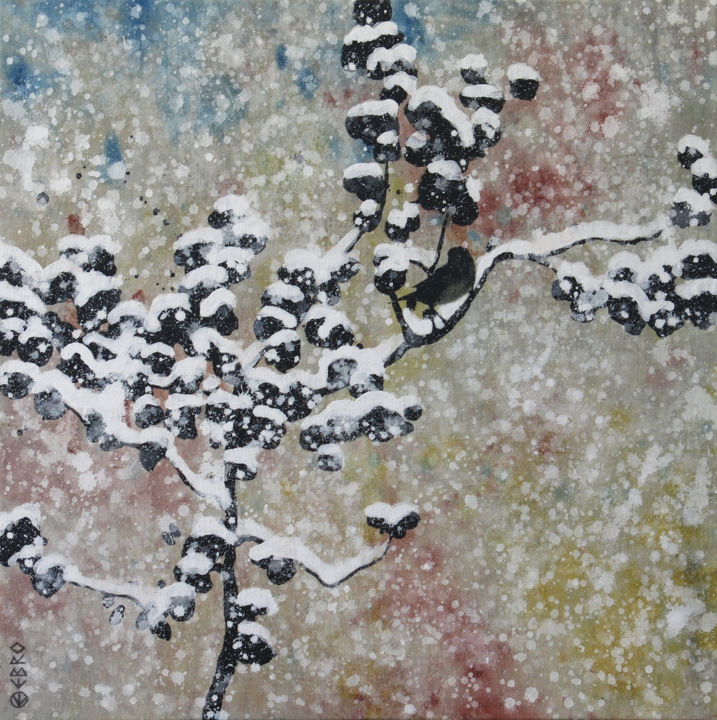 Painting titled "hiver (2)" by Ebro, Original Artwork, Acrylic