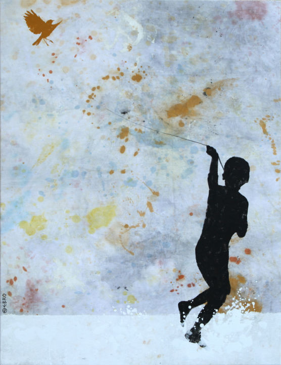 Peinture intitulée "un jeu sans fin" par Ebro, Œuvre d'art originale,