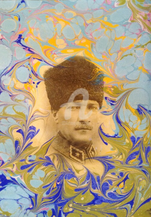 "Atatürk 10" başlıklı Tablo Ebru Sanatçısı tarafından, Orijinal sanat, Suluboya