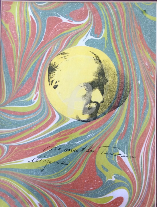 "Atatürk 7" başlıklı Tablo Ebru Sanatçısı tarafından, Orijinal sanat, Pigmentler
