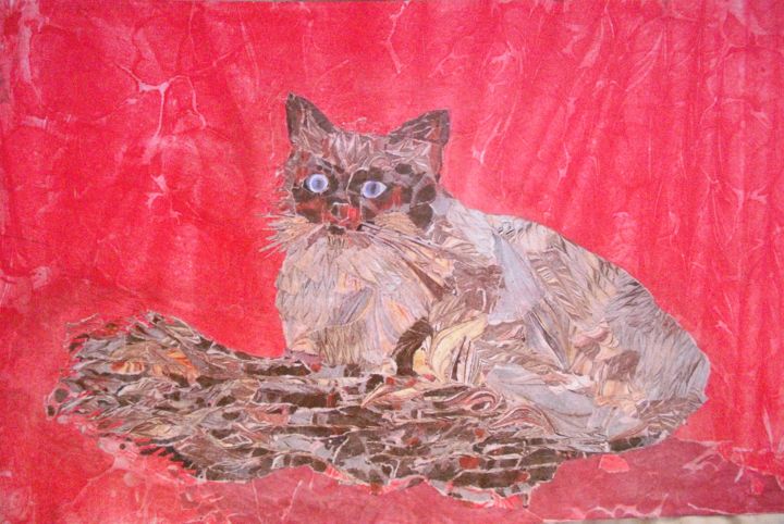 Peinture intitulée "The Cat." par Nihan Büyüksezer, Œuvre d'art originale