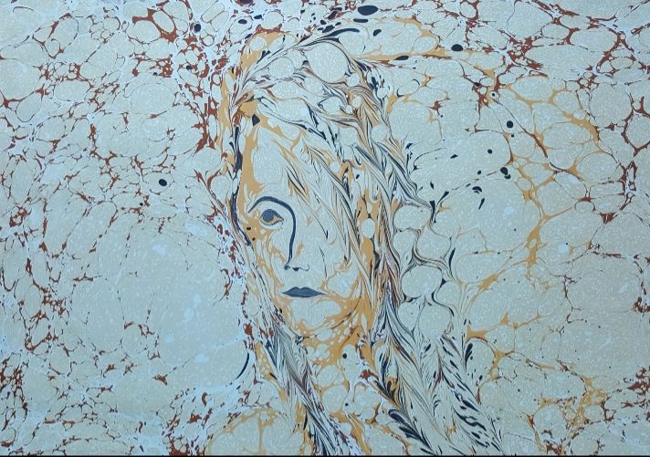 Peinture intitulée "Elif" par Başak Kızıltoprak, Œuvre d'art originale, Pigments Monté sur Carton