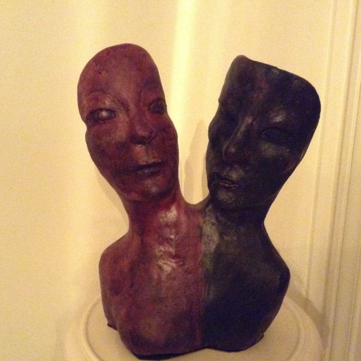 Sculpture intitulée "connivence" par Edith Chitrit, Œuvre d'art originale, Terre cuite