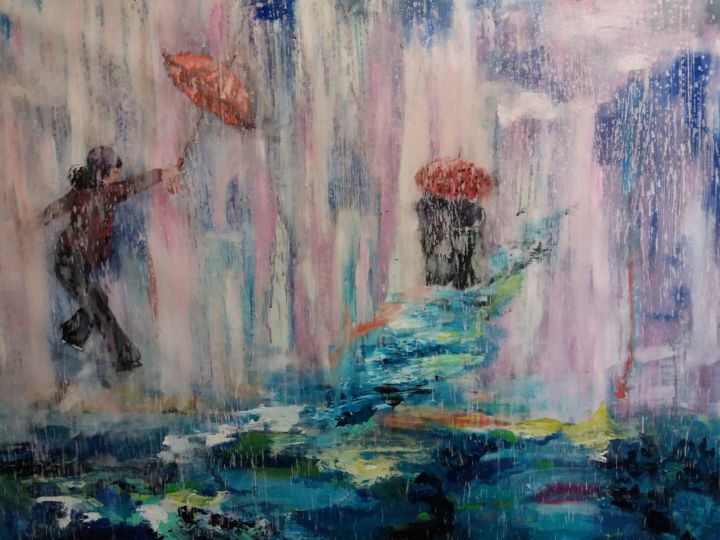 Painting titled "Rain III" by Schiwago, Original Artwork, Acrylic