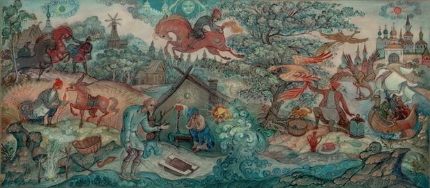 Pittura intitolato "Russian fairy tale" da Evgenii Chekalov, Opera d'arte originale, Altro