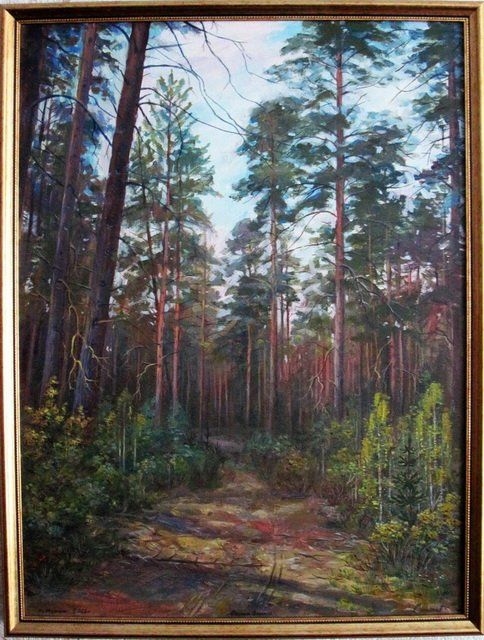 Painting titled "The road to childho…" by Evgenii Chekalov, Original Artwork, Oil