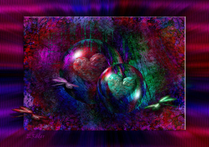 Digitale Kunst mit dem Titel "I LOVE YOU" von Eckhard Röder, Original-Kunstwerk, Digitale Malerei