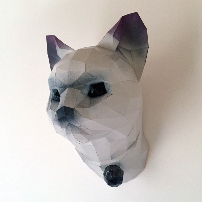 Sculpture titled "Tête de chat en pap…" by Ecogami, Original Artwork, Paper