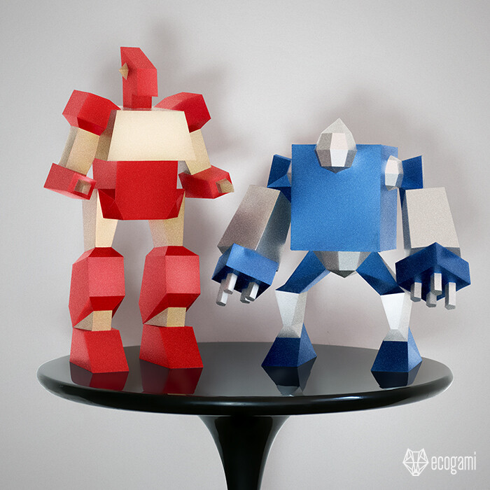 Sculpture intitulée "Robots en papier" par Ecogami, Œuvre d'art originale, Papier