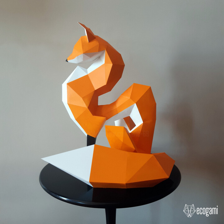 雕塑 标题为“Renard à assembler…” 由Ecogami, 原创艺术品, 纸