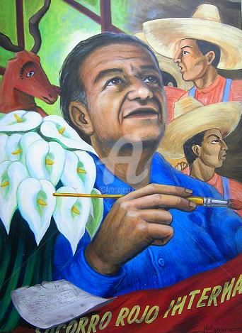 Ζωγραφική με τίτλο "Mi homenaje a Diego" από J. Martin Rojas H., Αυθεντικά έργα τέχνης