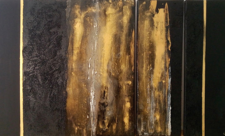 Painting titled "Tears of Gold" by Emeline C, Original Artwork, Acrylic