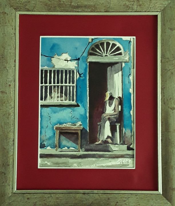 Peinture intitulée "Havana club..." par Phil, Œuvre d'art originale, Aquarelle Monté sur Panneau de bois