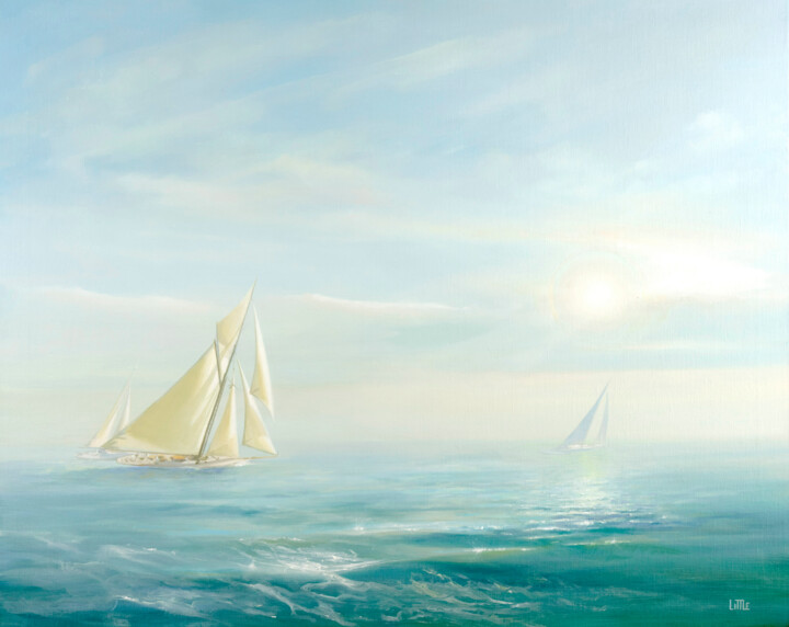 Pittura intitolato "Sailing Three" da Ed Little, Opera d'arte originale, Olio