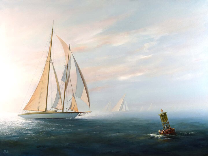 Painting titled "Sailing Four" by Ed Little, Original Artwork, Oil