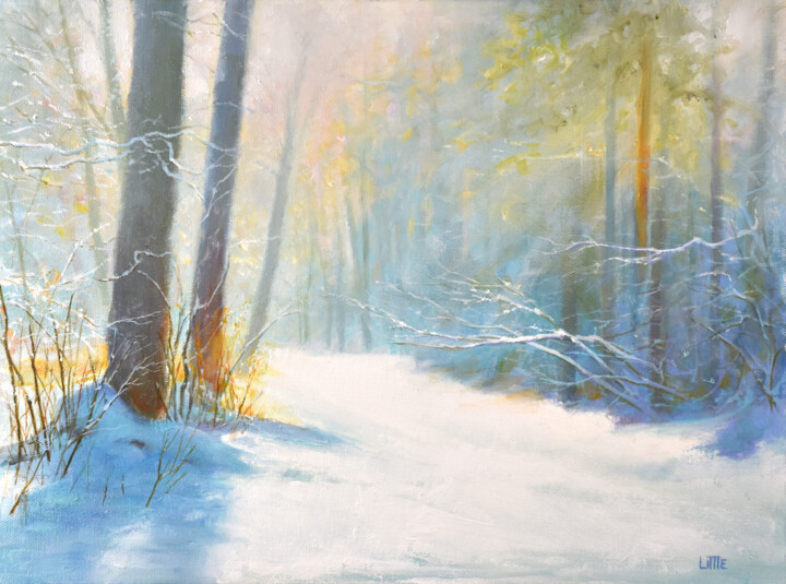 Peinture intitulée "Winter Walk" par Ed Little, Œuvre d'art originale, Huile