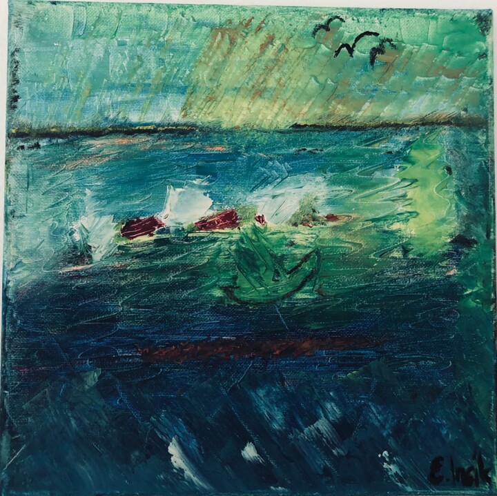 Peinture intitulée "sea voyage" par Eda Incik, Œuvre d'art originale, Huile