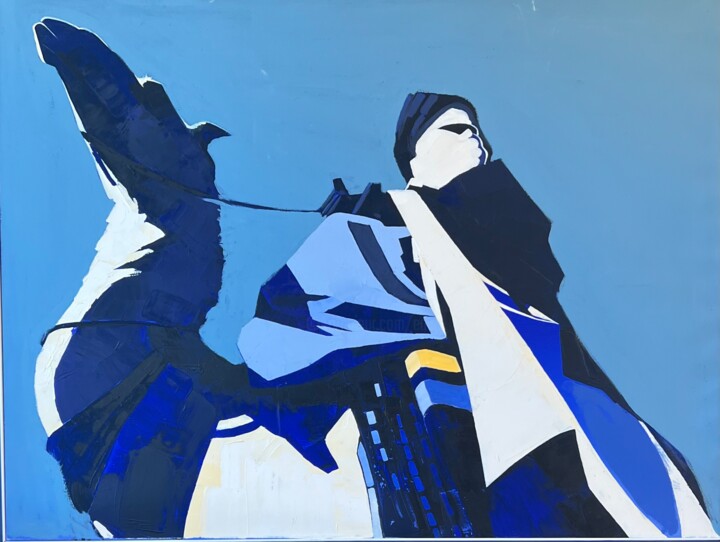 Peinture intitulée "Araziban bleu" par Edart, Œuvre d'art originale, Huile
