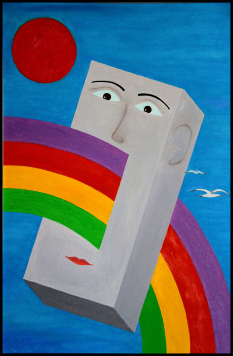 Painting titled "The Rainbow-L'arcob…" by Paolo De Luca, Original Artwork, Oil