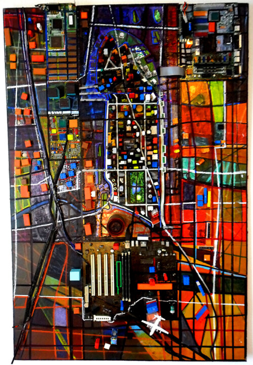 Sculpture titled "EXTRACITY" by Edcha, Original Artwork, Collages