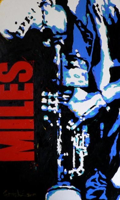 Painting titled "Miles Davis" by Eddie Lim, Original Artwork, Oil