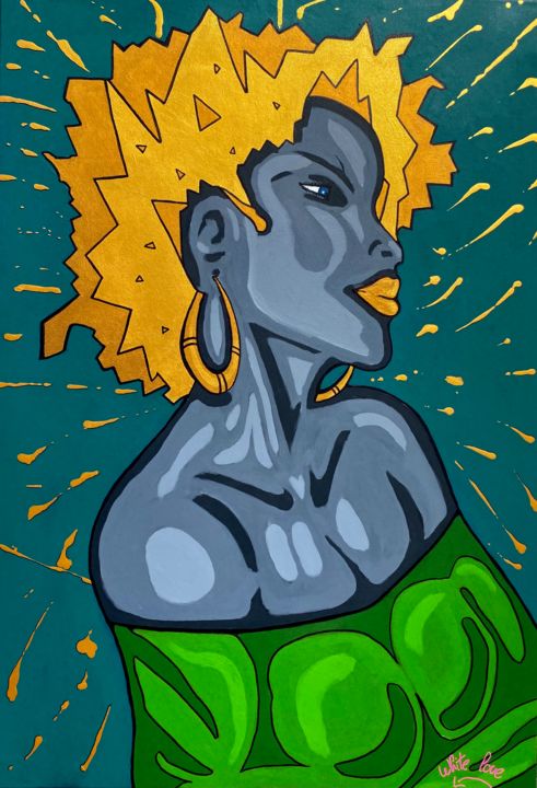 Painting titled "beauté africaine" by Whitelove, Original Artwork, Acrylic